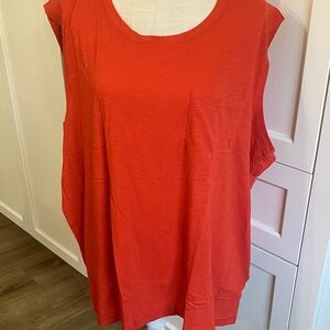 New with tag Madewell Sleeveless Red organic cotton Top pocket T-shirt 3X